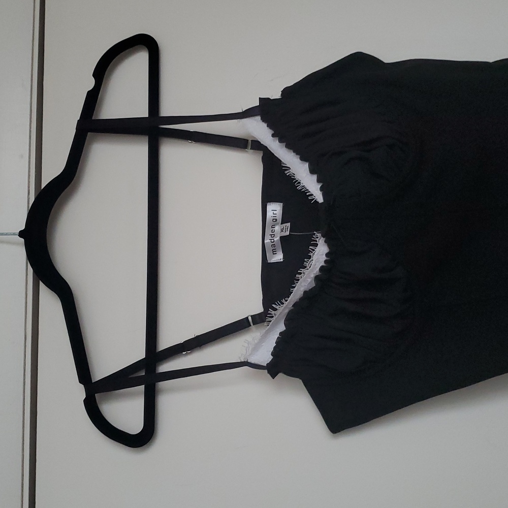 *NWT* Madden Girl's Black and White Peek A Boo Lace Bustier - Picture 4 of 16